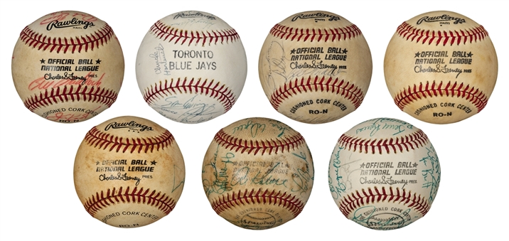 Lot of Seven Multi Signed Baseballs with Hall of Famers and Stars (JSA Auction Letter)